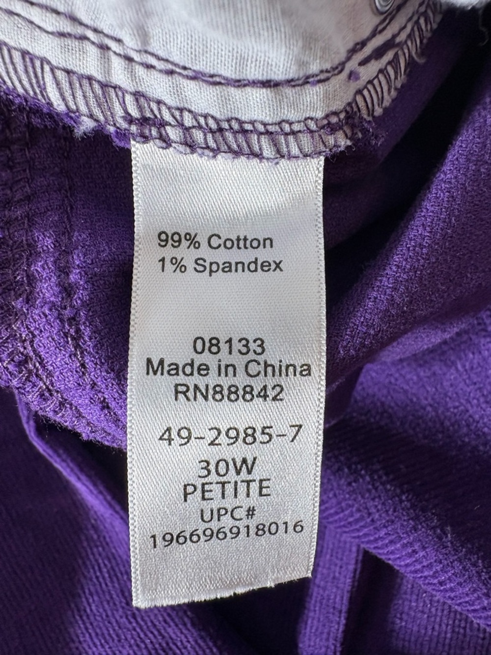 Woman Within Purple Corduroy Trousers - Deep Violet Straight Leg 1293 - Picture 7 of 11